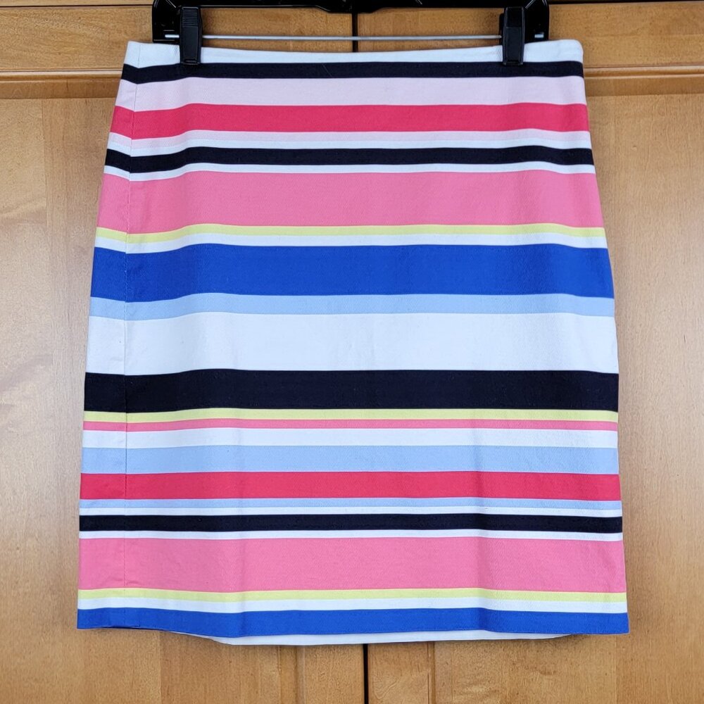 Talbots Cotton Blend Multicolor Striped Pencil Skirt - 10